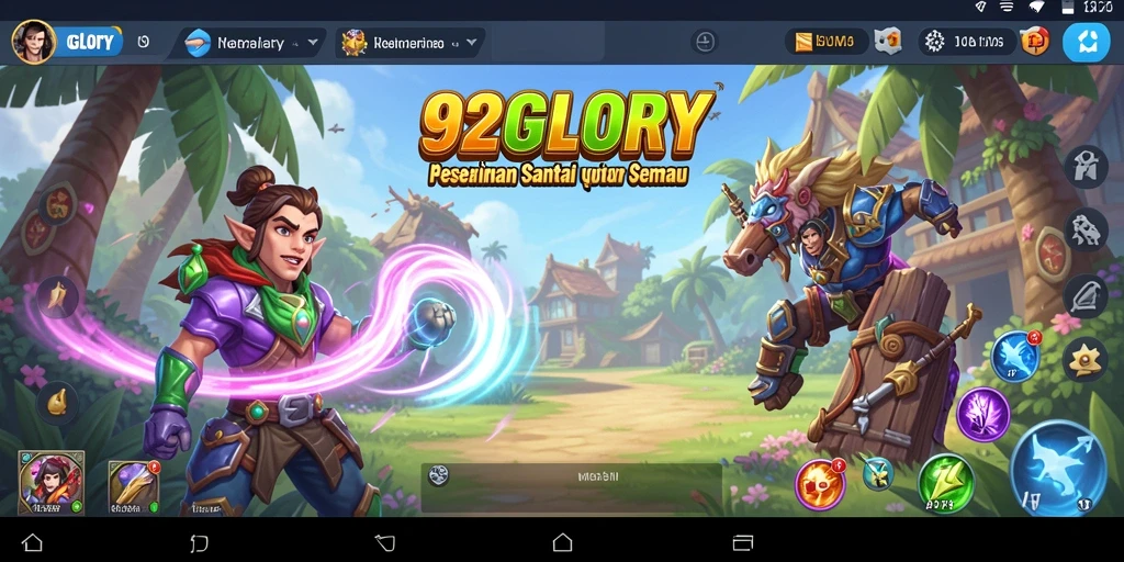 Screenshot dari gameplay menyenangkan 92GLORY dengan antarmuka yang cerah.