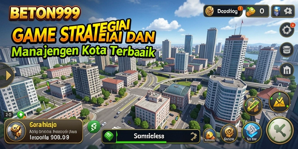 Screenshot utama BETON999 menampilkan gameplay manajemen kota yang menarik.