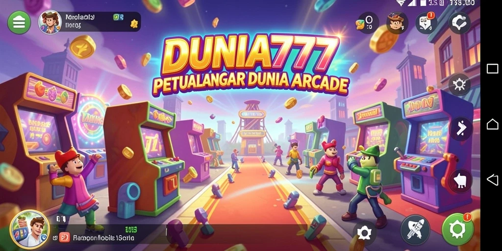 Tampilan permainan DUNIA777 dengan aksi seru di level arcade.