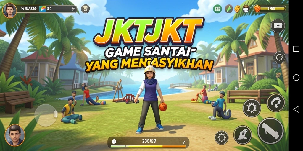 Screenshot gameplay JKTJKT yang penuh warna dan menarik.