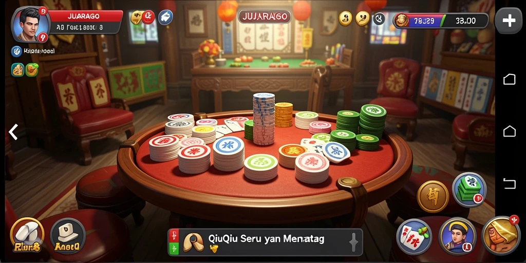 Screenshot gameplay JUARAGO yang menampilkan momen seru QiuQiu.