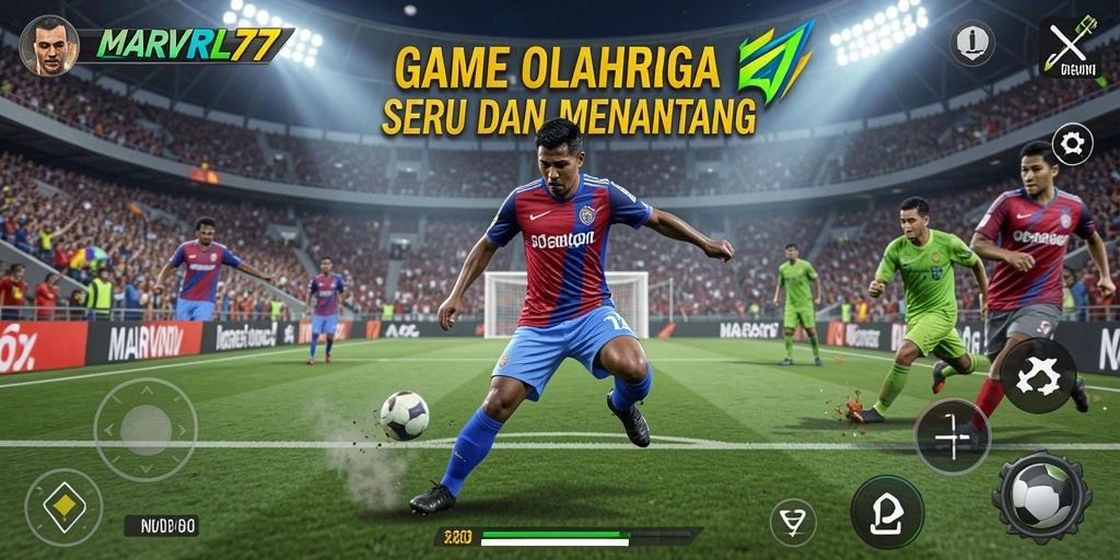 Screenshot gameplay menunjukkan aksi seru dalam pertandingan olahraga.