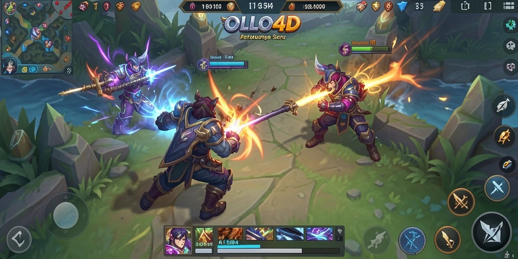 Tampilan gameplay seru di OLLO4D dengan pertarungan tim.