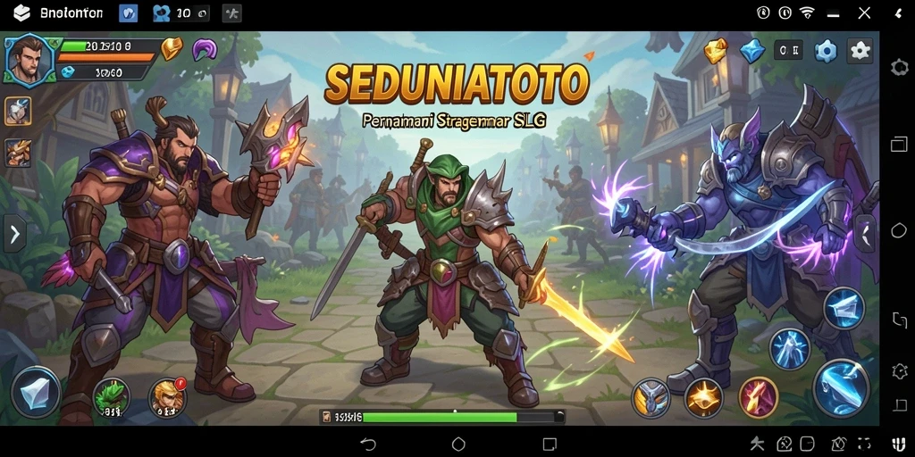 Tangkapan layar gameplay menunjukkan pertempuran epik dan pengelolaan sumber daya.
