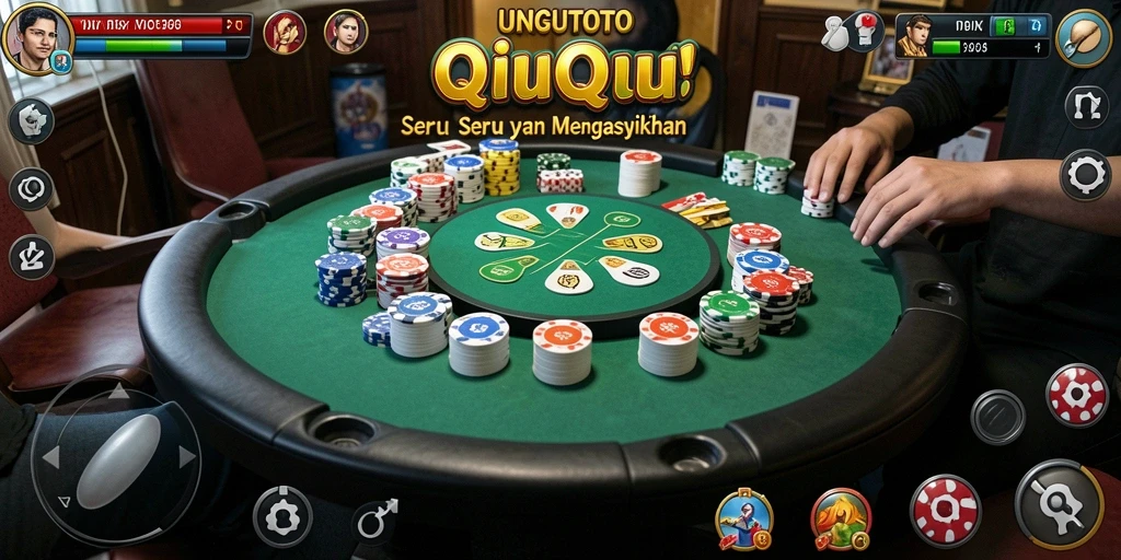 Tampilan gameplay seru di UNGUTOTO dengan kartu QiuQiu.